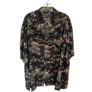 David Taylor Collection Aloha Shirt Mens Size 4XL Black Vacation Resortwear